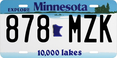 MN license plate 878MZK