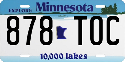 MN license plate 878TOC