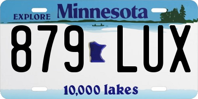 MN license plate 879LUX