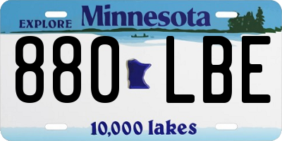 MN license plate 880LBE