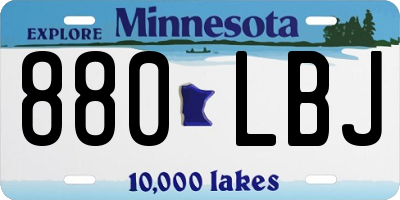 MN license plate 880LBJ