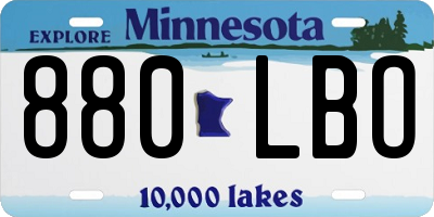 MN license plate 880LBO