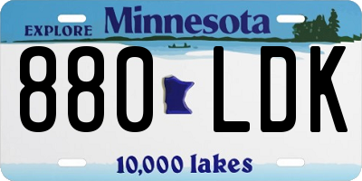 MN license plate 880LDK