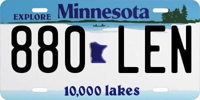 MN license plate 880LEN
