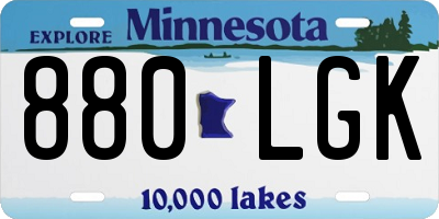 MN license plate 880LGK