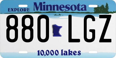 MN license plate 880LGZ