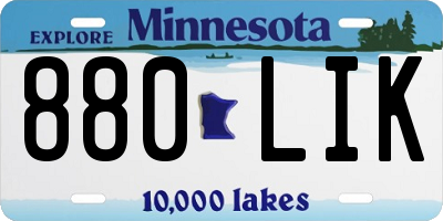 MN license plate 880LIK