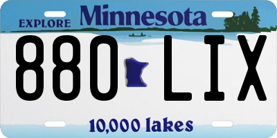 MN license plate 880LIX