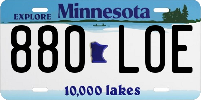 MN license plate 880LOE