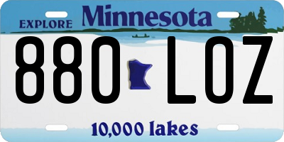 MN license plate 880LOZ