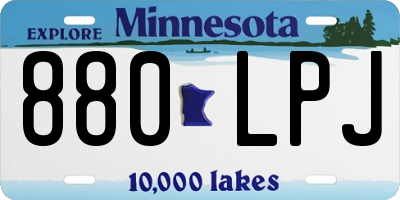 MN license plate 880LPJ