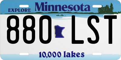 MN license plate 880LST