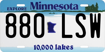 MN license plate 880LSW