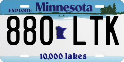 MN license plate 880LTK