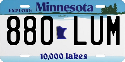MN license plate 880LUM