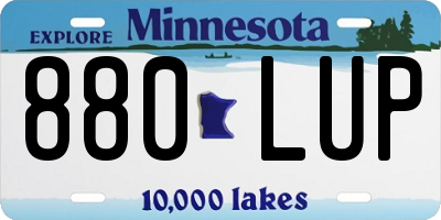 MN license plate 880LUP