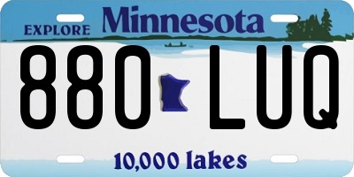 MN license plate 880LUQ