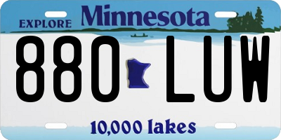 MN license plate 880LUW