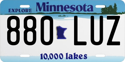 MN license plate 880LUZ