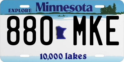 MN license plate 880MKE