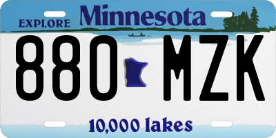 MN license plate 880MZK