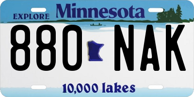 MN license plate 880NAK