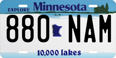 MN license plate 880NAM