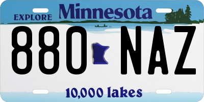 MN license plate 880NAZ