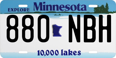 MN license plate 880NBH