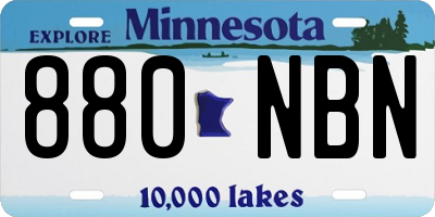MN license plate 880NBN