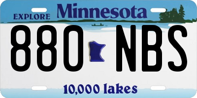 MN license plate 880NBS