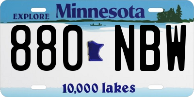 MN license plate 880NBW