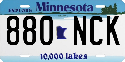 MN license plate 880NCK