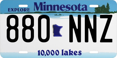 MN license plate 880NNZ
