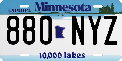 MN license plate 880NYZ
