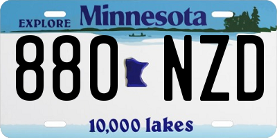 MN license plate 880NZD