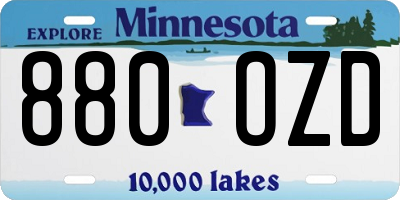 MN license plate 880OZD
