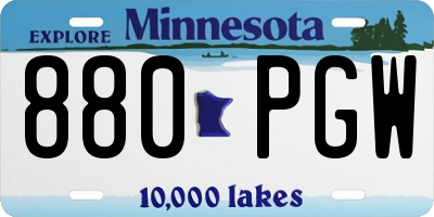 MN license plate 880PGW