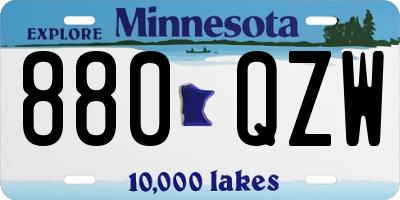 MN license plate 880QZW