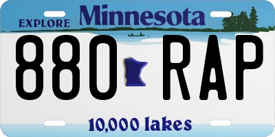 MN license plate 880RAP