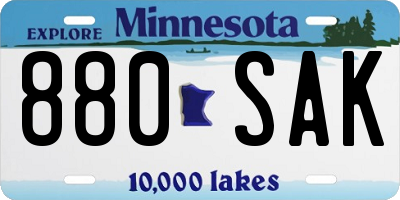 MN license plate 880SAK