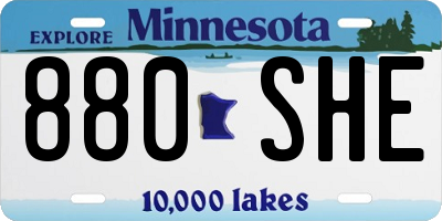 MN license plate 880SHE