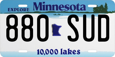 MN license plate 880SUD