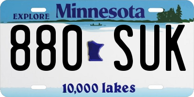 MN license plate 880SUK