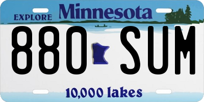 MN license plate 880SUM