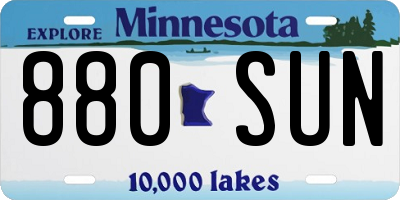 MN license plate 880SUN