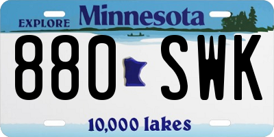 MN license plate 880SWK