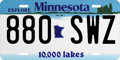 MN license plate 880SWZ
