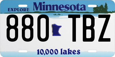 MN license plate 880TBZ