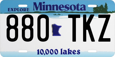 MN license plate 880TKZ